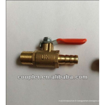 Soupape Miniball en laiton. 1/4 &quot;NPT x 1/4&quot; Barb.